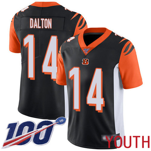 Cincinnati Bengals Limited Black Youth Andy Dalton Home Jersey NFL Footballl #14 100th Season Vapor Untouchable->cincinnati bengals->NFL Jersey